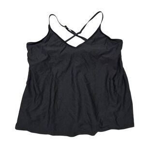 Anne Cole Black Criss Cross Strap Tankini Swim Top XL
